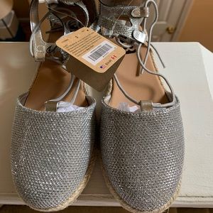 Brand new girls size 2 silver metallic espadrilles